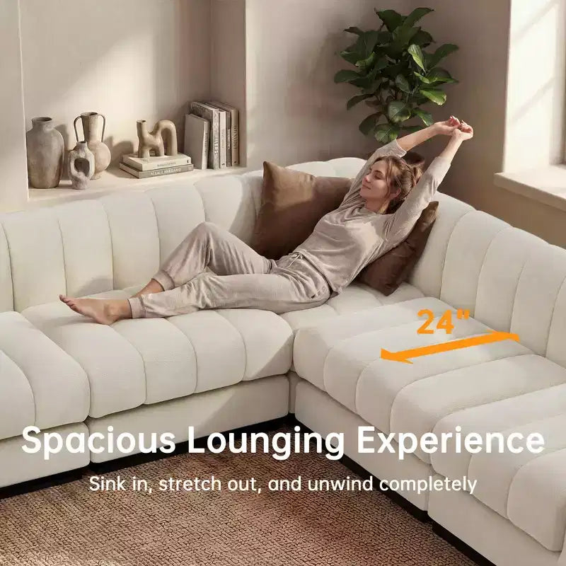Canapé sectionnel chenille en U 192, ensemble de canapé modulaire surdimensionné 8 places pour salon bureau-Morden Fort