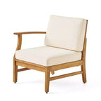 Ensemble canapé 3 places et table basse d'extérieur Abena en bois d'acacia avec coussins GDFStudio