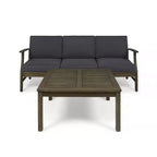 Ensemble canapé 3 places et table basse d'extérieur Abena en bois d'acacia avec coussins GDFStudio