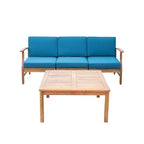 Ensemble canapé 3 places et table basse d'extérieur Abena en bois d'acacia avec coussins GDFStudio