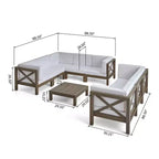 Christopher Knight Home Keith Canapé d'angle d'extérieur en bois d'acacia 8 places avec coussins