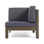 Christopher Knight Home Keith Canapé d'angle d'extérieur en bois d'acacia 8 places avec coussins
