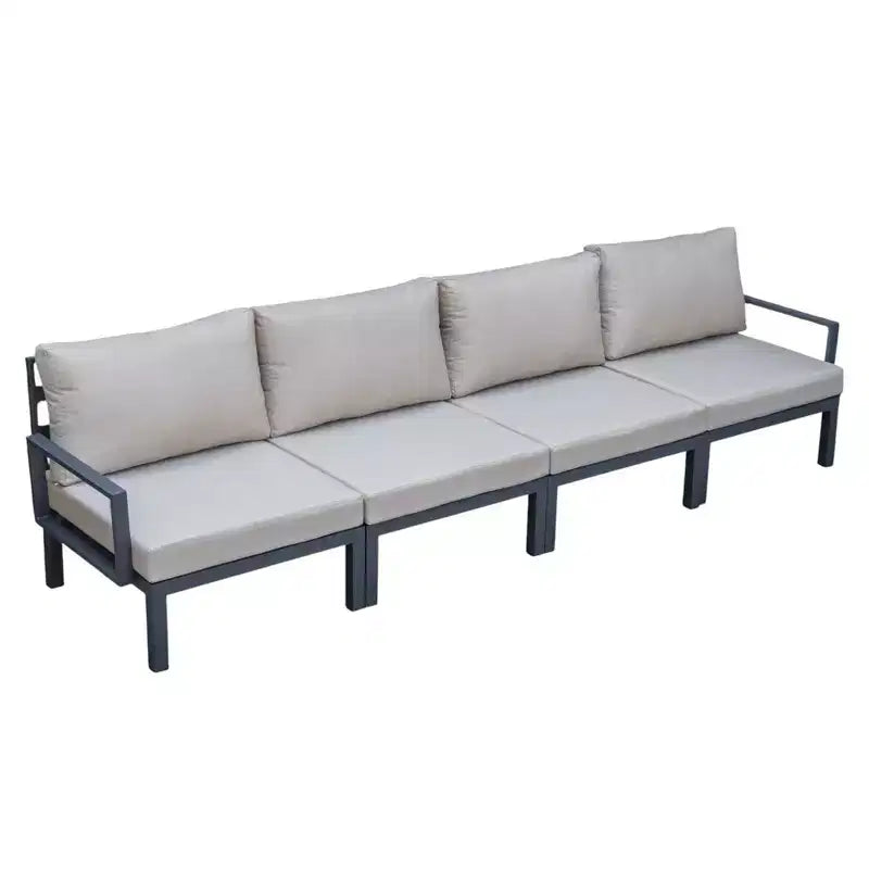 LeisureMod Hamilton Aluminum Patio Armchairs Set of 4  Modern Outdoor Chairs with Cushions, Weather-Resistant Seating for Patio, Deck, Porch
