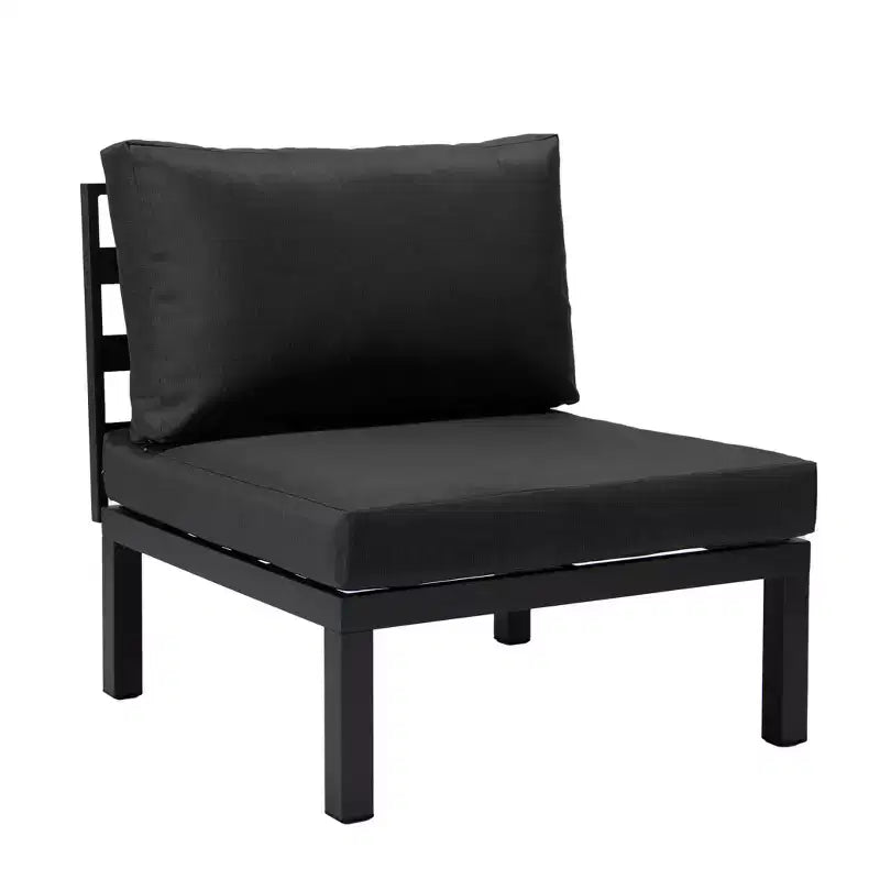 LeisureMod Hamilton, ensemble de 4 fauteuils de patio en aluminium, chaises d'extérieur modernes avec coussins, sièges résistants aux intempéries pour patio, terrasse, véranda