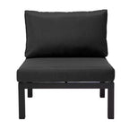 LeisureMod Hamilton, ensemble de 4 fauteuils de patio en aluminium, chaises d'extérieur modernes avec coussins, sièges résistants aux intempéries pour patio, terrasse, véranda