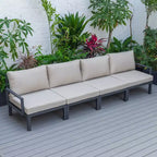 LeisureMod Hamilton, ensemble de 4 fauteuils de patio en aluminium, chaises d'extérieur modernes avec coussins, sièges résistants aux intempéries pour patio, terrasse, véranda