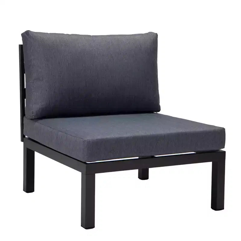 LeisureMod Hamilton, ensemble de 4 fauteuils de patio en aluminium, chaises d'extérieur modernes avec coussins, sièges résistants aux intempéries pour patio, terrasse, véranda