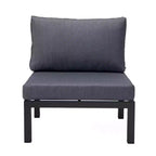 LeisureMod Hamilton, ensemble de 4 fauteuils de patio en aluminium, chaises d'extérieur modernes avec coussins, sièges résistants aux intempéries pour patio, terrasse, véranda