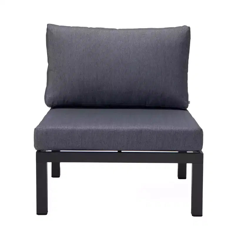 LeisureMod Hamilton, ensemble de 4 fauteuils de patio en aluminium, chaises d'extérieur modernes avec coussins, sièges résistants aux intempéries pour patio, terrasse, véranda