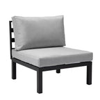 LeisureMod Hamilton, ensemble de 4 fauteuils de patio en aluminium, chaises d'extérieur modernes avec coussins, sièges résistants aux intempéries pour patio, terrasse, véranda