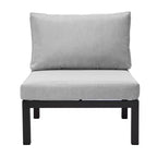 LeisureMod Hamilton, ensemble de 4 fauteuils de patio en aluminium, chaises d'extérieur modernes avec coussins, sièges résistants aux intempéries pour patio, terrasse, véranda