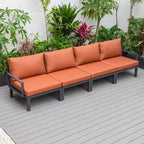 LeisureMod Hamilton, ensemble de 4 fauteuils de patio en aluminium, chaises d'extérieur modernes avec coussins, sièges résistants aux intempéries pour patio, terrasse, véranda