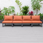 LeisureMod Hamilton, ensemble de 4 fauteuils de patio en aluminium, chaises d'extérieur modernes avec coussins, sièges résistants aux intempéries pour patio, terrasse, véranda