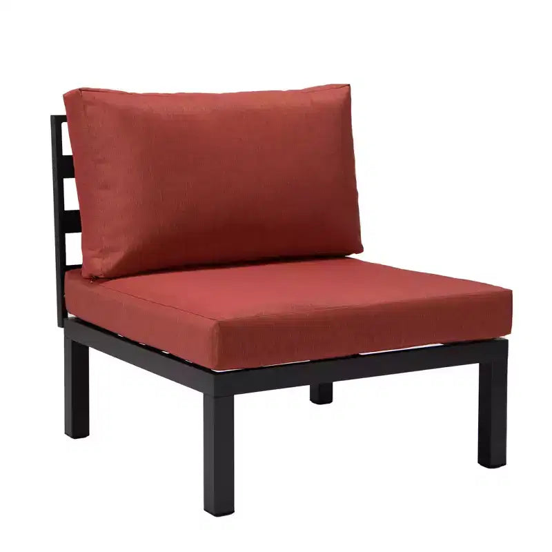 LeisureMod Hamilton, ensemble de 4 fauteuils de patio en aluminium, chaises d'extérieur modernes avec coussins, sièges résistants aux intempéries pour patio, terrasse, véranda