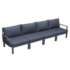 LeisureMod Hamilton, ensemble de 4 fauteuils de patio en aluminium, chaises d'extérieur modernes avec coussins, sièges résistants aux intempéries pour patio, terrasse, véranda