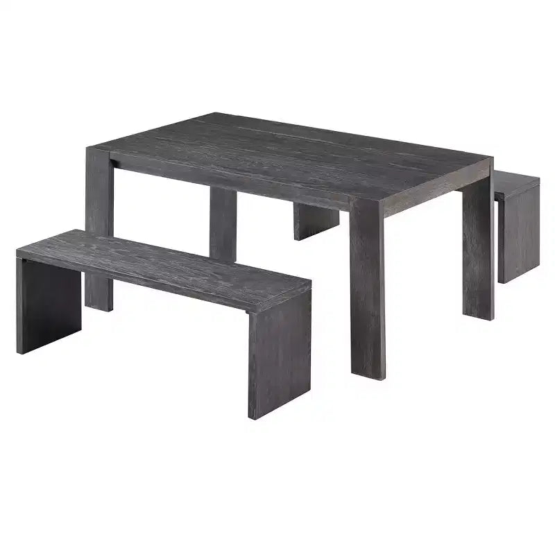 Ensemble de salle à manger 3 pièces style ferme, table de salle à manger et 2 bancs pour salle à manger, cuisine et salon - ModernLuxe