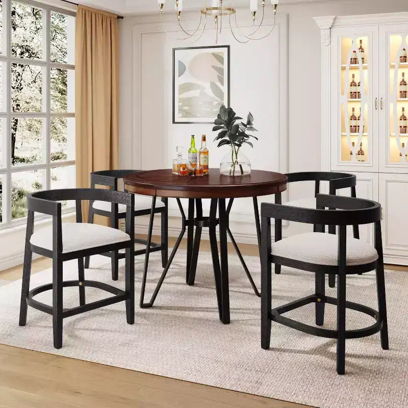 Ensemble de salle à manger Christopher Knight Home Ember 5 pièces en métal et hévéa, hauteur comptoir