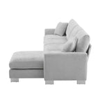 Canapé d'angle surdimensionné Whisen Modern, ensemble de canapé de luxe en forme de L avec méridienne et 2 oreillers