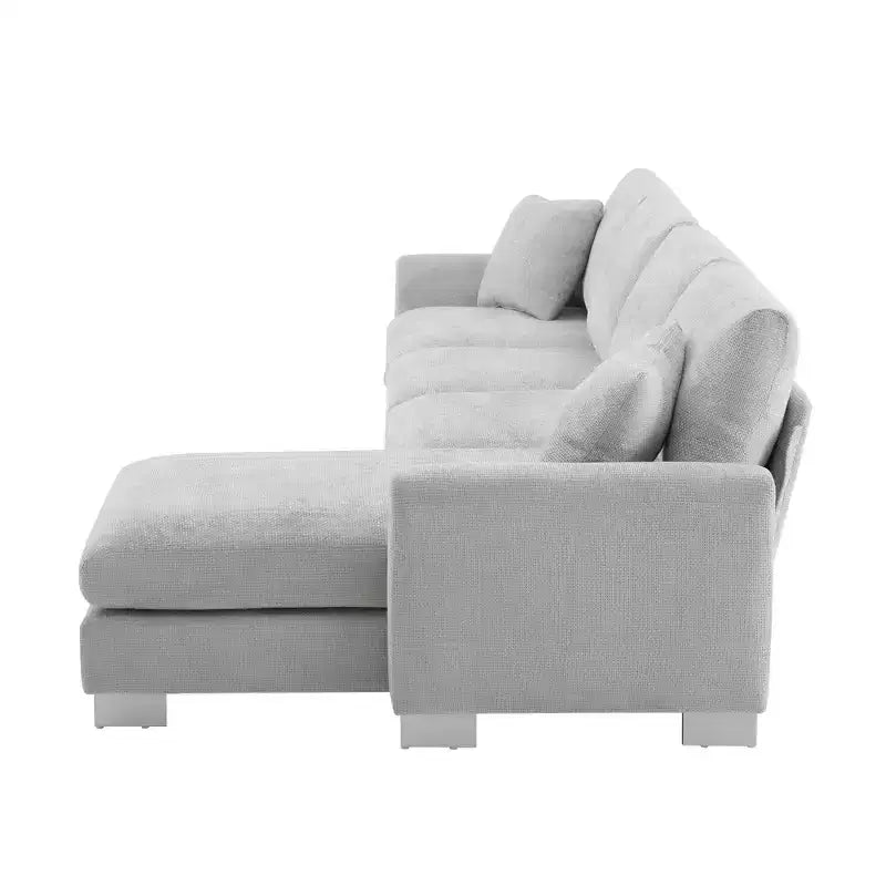 Canapé d'angle surdimensionné Whisen Modern, ensemble de canapé de luxe en forme de L avec méridienne et 2 oreillers