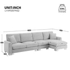 Canapé d'angle surdimensionné Whisen Modern, ensemble de canapé de luxe en forme de L avec méridienne et 2 oreillers