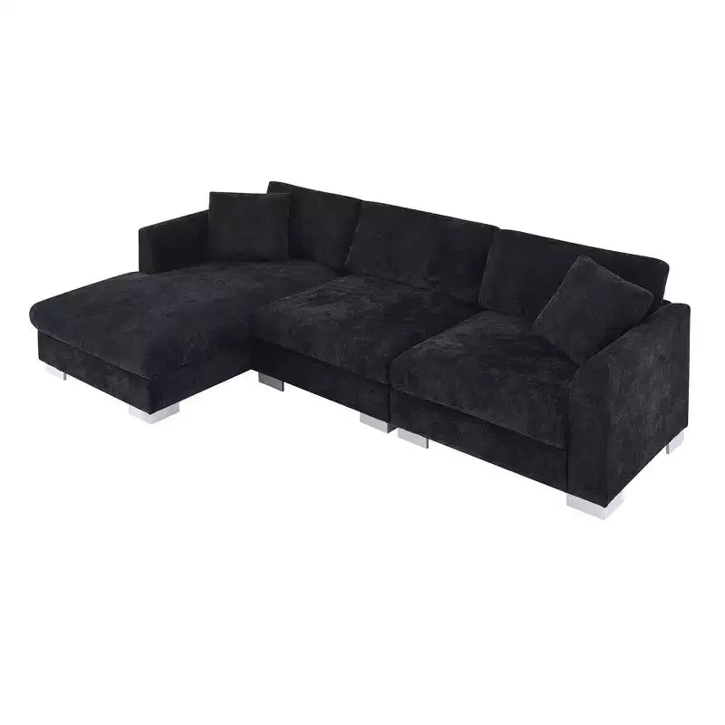 Canapé d'angle surdimensionné Whisen Modern, ensemble de canapé de luxe en forme de L avec méridienne et 2 oreillers