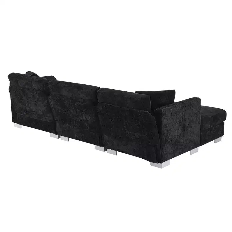 Canapé d'angle surdimensionné Whisen Modern, ensemble de canapé de luxe en forme de L avec méridienne et 2 oreillers