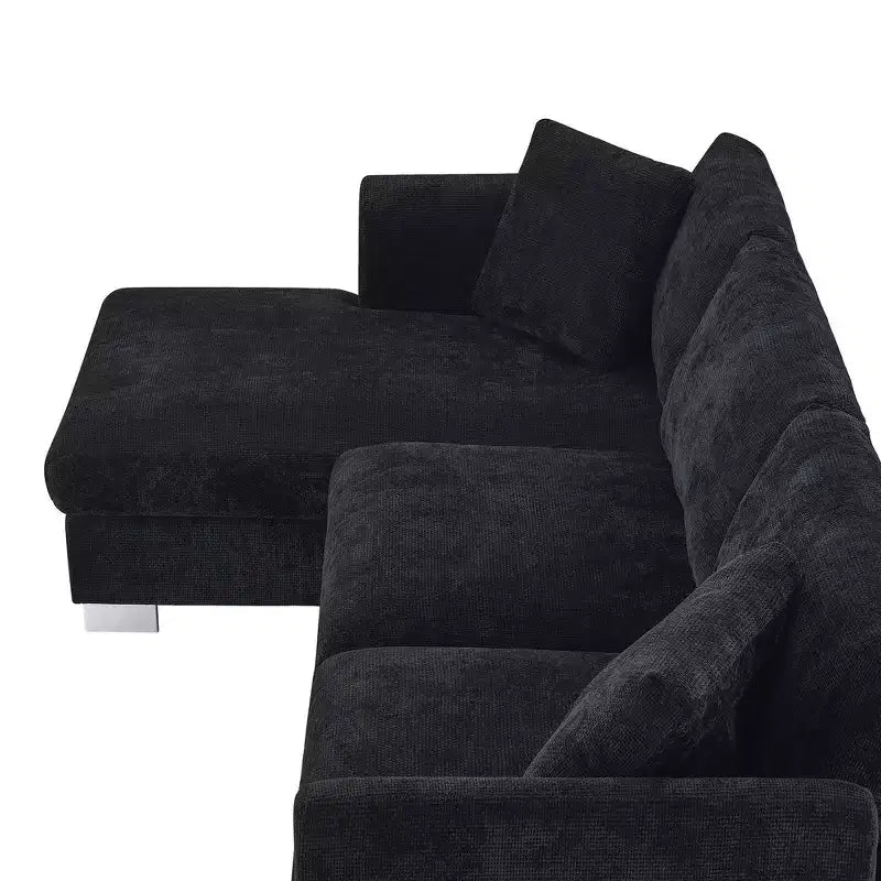 Canapé d'angle surdimensionné Whisen Modern, ensemble de canapé de luxe en forme de L avec méridienne et 2 oreillers
