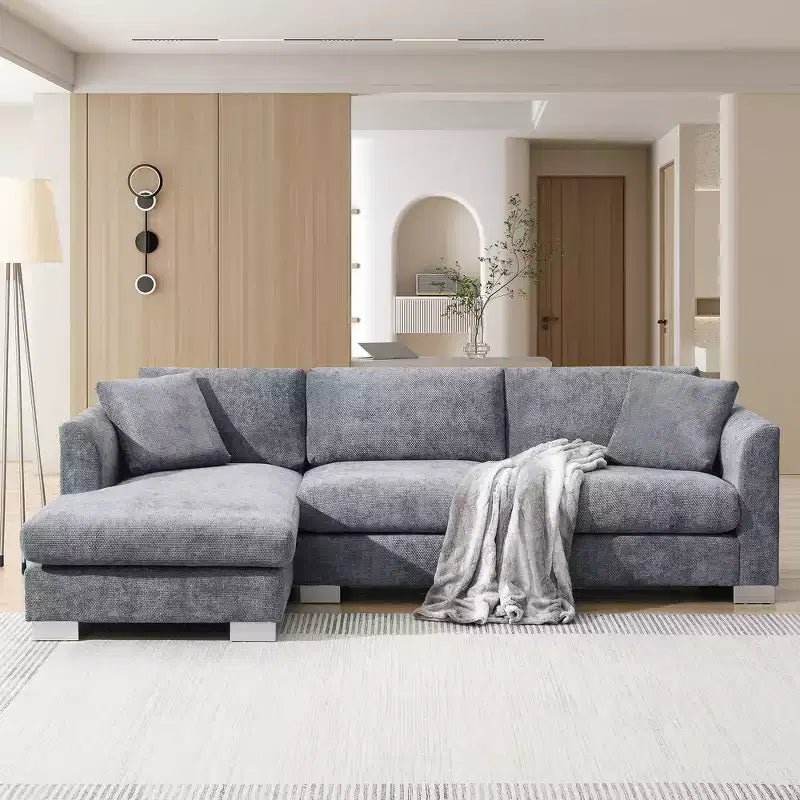 Canapé d'angle surdimensionné Whisen Modern, ensemble de canapé de luxe en forme de L avec méridienne et 2 oreillers