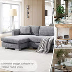 Canapé d'angle surdimensionné Whisen Modern, ensemble de canapé de luxe en forme de L avec méridienne et 2 oreillers