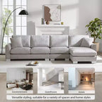 Canapé d'angle surdimensionné Whisen Modern, ensemble de canapé de luxe en forme de L avec méridienne et 2 oreillers