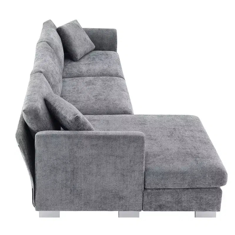 Canapé d'angle surdimensionné Whisen Modern, ensemble de canapé de luxe en forme de L avec méridienne et 2 oreillers