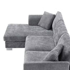 Canapé d'angle surdimensionné Whisen Modern, ensemble de canapé de luxe en forme de L avec méridienne et 2 oreillers