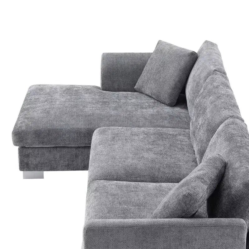 Canapé d'angle surdimensionné Whisen Modern, ensemble de canapé de luxe en forme de L avec méridienne et 2 oreillers