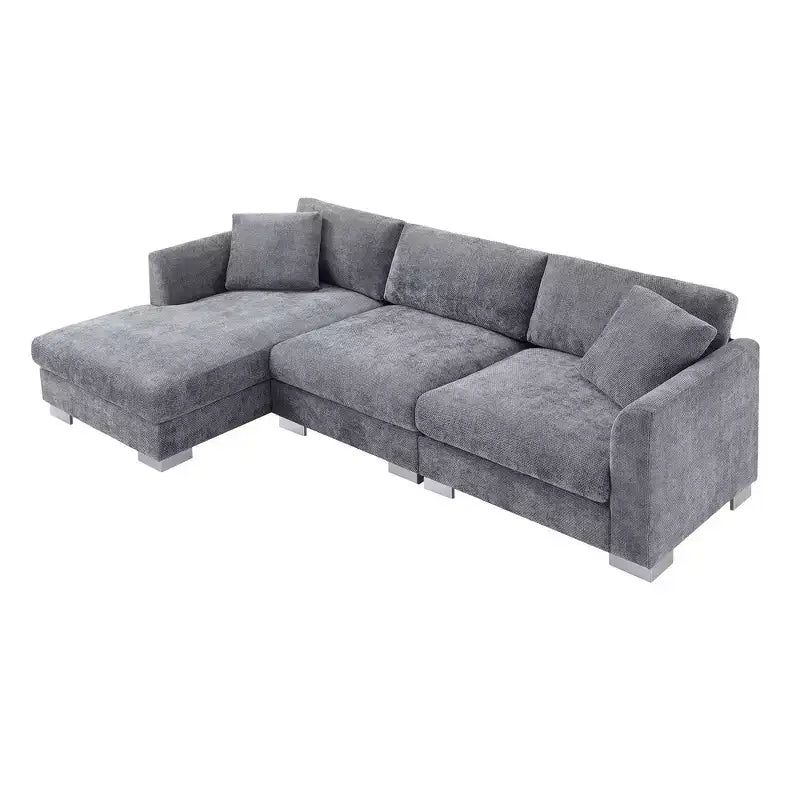 Canapé d'angle surdimensionné Whisen Modern, ensemble de canapé de luxe en forme de L avec méridienne et 2 oreillers