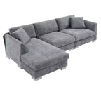 Canapé d'angle surdimensionné Whisen Modern, ensemble de canapé de luxe en forme de L avec méridienne et 2 oreillers