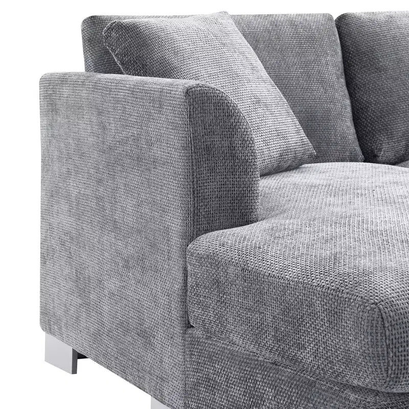 Canapé d'angle surdimensionné Whisen Modern, ensemble de canapé de luxe en forme de L avec méridienne et 2 oreillers