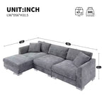 Canapé d'angle surdimensionné Whisen Modern, ensemble de canapé de luxe en forme de L avec méridienne et 2 oreillers