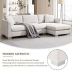 Canapé d'angle surdimensionné Whisen Modern, ensemble de canapé de luxe en forme de L avec méridienne et 2 oreillers
