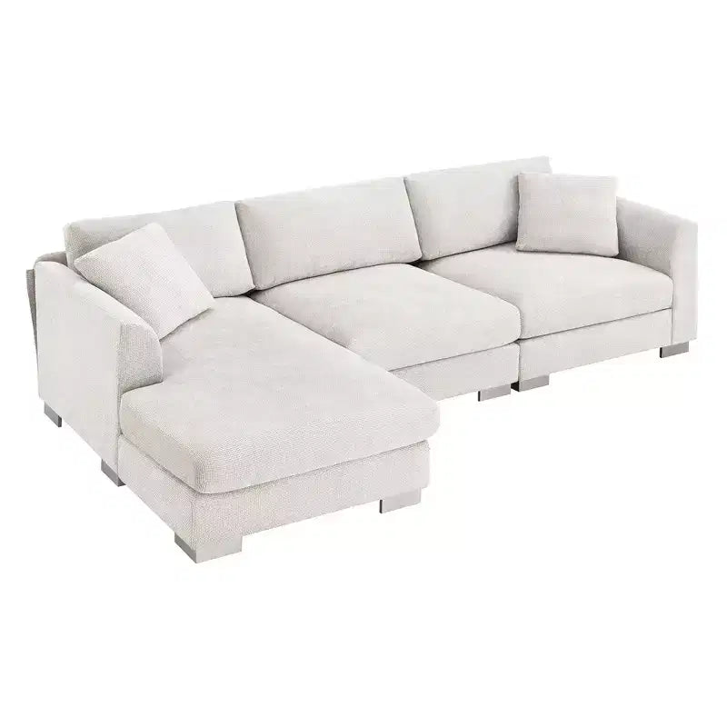 Canapé d'angle surdimensionné Whisen Modern, ensemble de canapé de luxe en forme de L avec méridienne et 2 oreillers