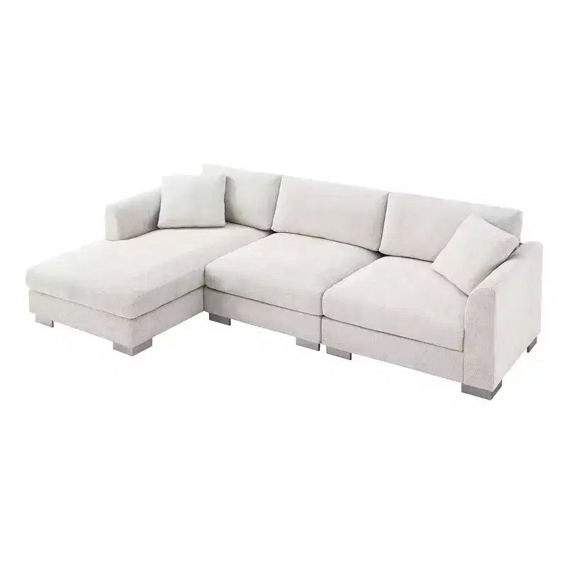 Canapé d'angle surdimensionné Whisen Modern, ensemble de canapé de luxe en forme de L avec méridienne et 2 oreillers