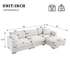 Canapé d'angle surdimensionné Whisen Modern, ensemble de canapé de luxe en forme de L avec méridienne et 2 oreillers