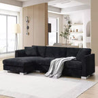 Canapé d'angle surdimensionné Whisen Modern, ensemble de canapé de luxe en forme de L avec méridienne et 2 oreillers