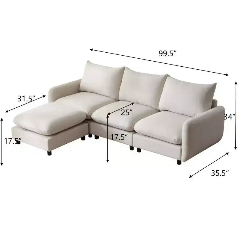 Christopher Knight Home Acker, ensemble de canapé sectionnel en forme de L moderne et rembourré en 4 pièces, blanc