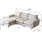 Christopher Knight Home Acker, ensemble de canapé sectionnel en forme de L moderne et rembourré en 4 pièces, blanc