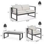 Christopher Knight Home Thorne Ensemble de conversation moderne en aluminium à 4 places pour l'extérieur