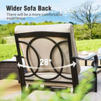 Captiva Designs – Ensemble de patio extérieur 4 pièces très grand format en métal et rotin avec foyer et fauteuils à bascule