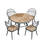 Ensemble de salle à manger 5 pièces avec 4 chaises de salle à manger et table ronde/carrée, Noir+Naturel/Noyer-ModernLuxe