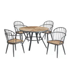 Ensemble de salle à manger 5 pièces avec 4 chaises de salle à manger et table ronde/carrée, Noir+Naturel/Noyer-ModernLuxe