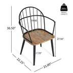 Ensemble de salle à manger 5 pièces avec 4 chaises de salle à manger et table ronde/carrée, Noir+Naturel/Noyer-ModernLuxe