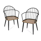 Ensemble de salle à manger 5 pièces avec 4 chaises de salle à manger et table ronde/carrée, Noir+Naturel/Noyer-ModernLuxe